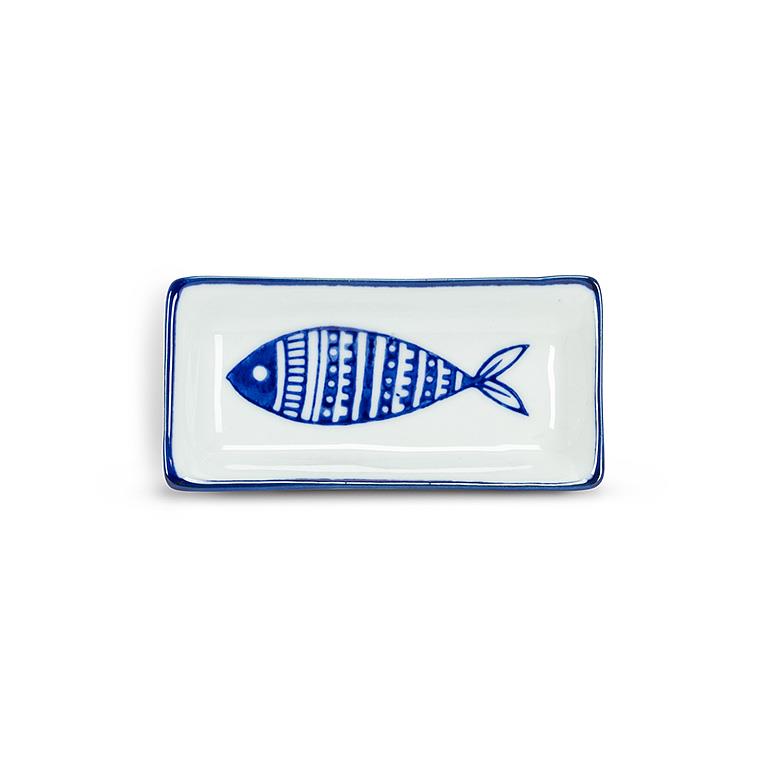 Blue Multi Fish Small Rectangle Sauce Dish