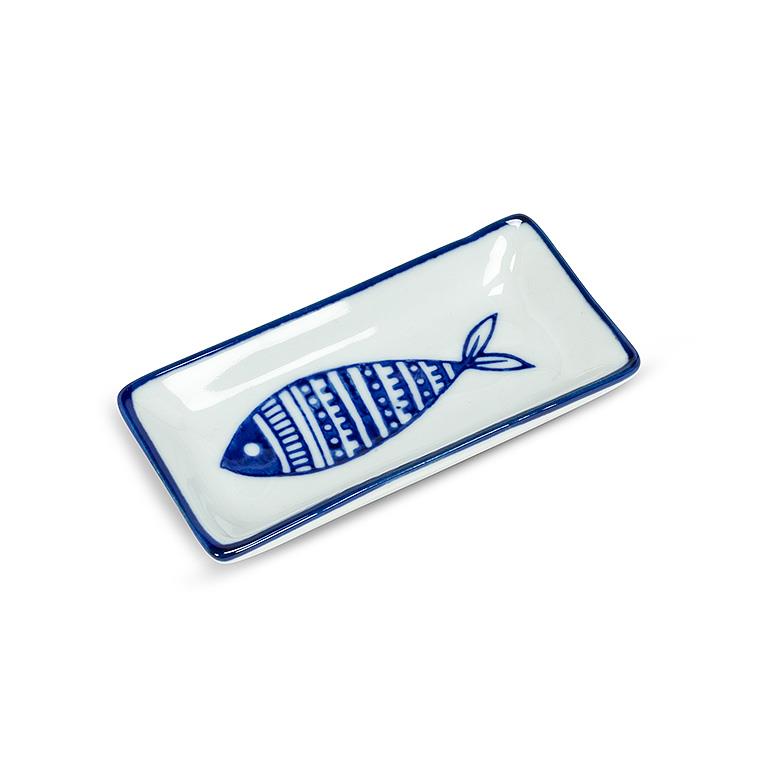 Blue Multi Fish Small Rectangle Sauce Dish