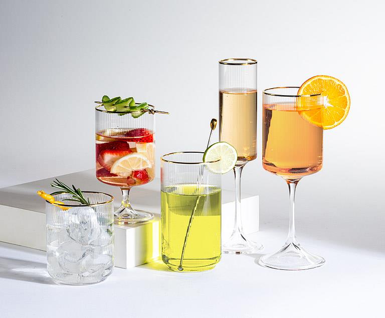 Tight Vertical Optic all Purpose Glass with Gold Rim