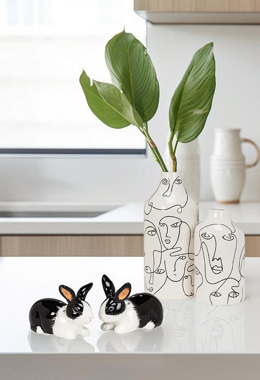 Dutch Rabbit Black + White Salt + Pepper Shakers