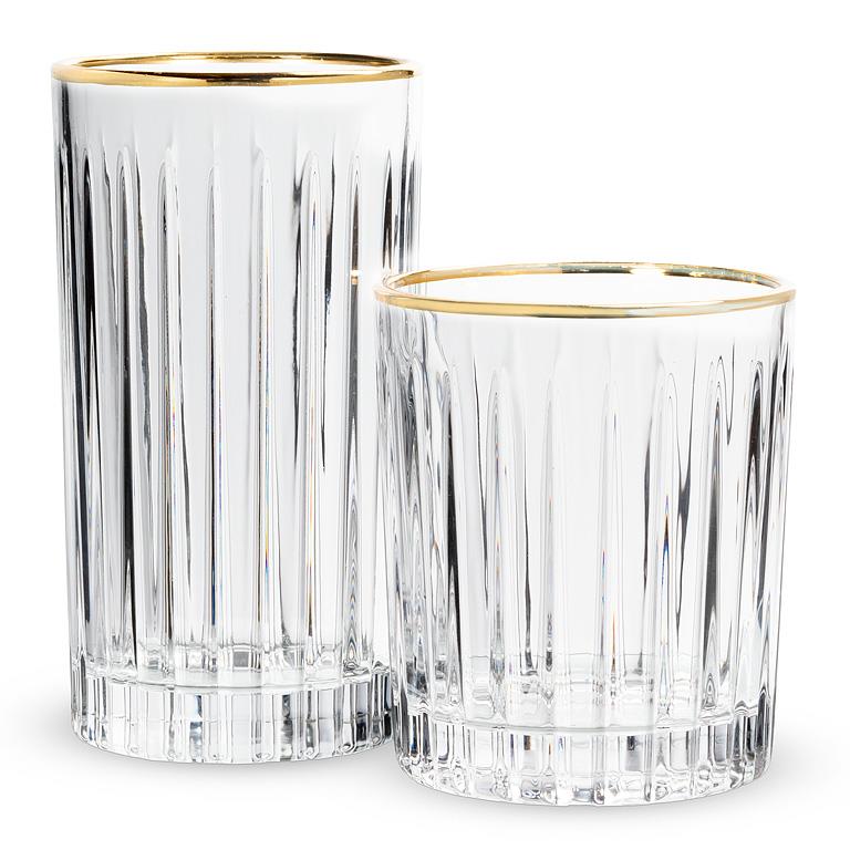 Ribbed Highball With Gold Rim