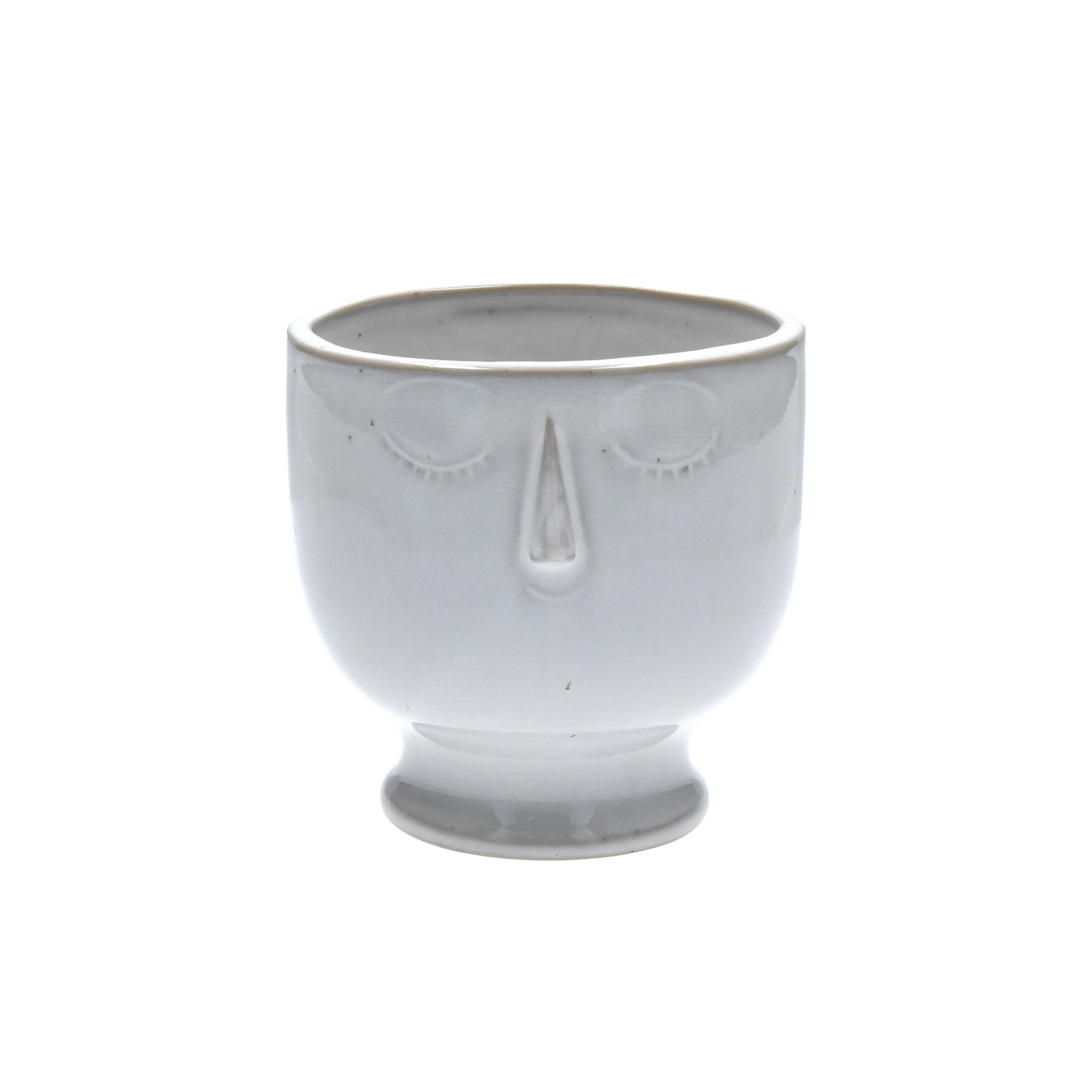 White Glazed Round Face Planter