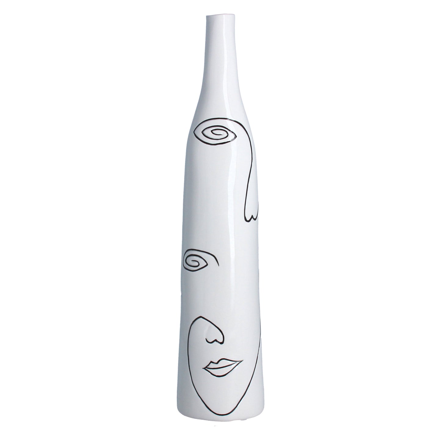 White Ceramic Face Drawing Vase