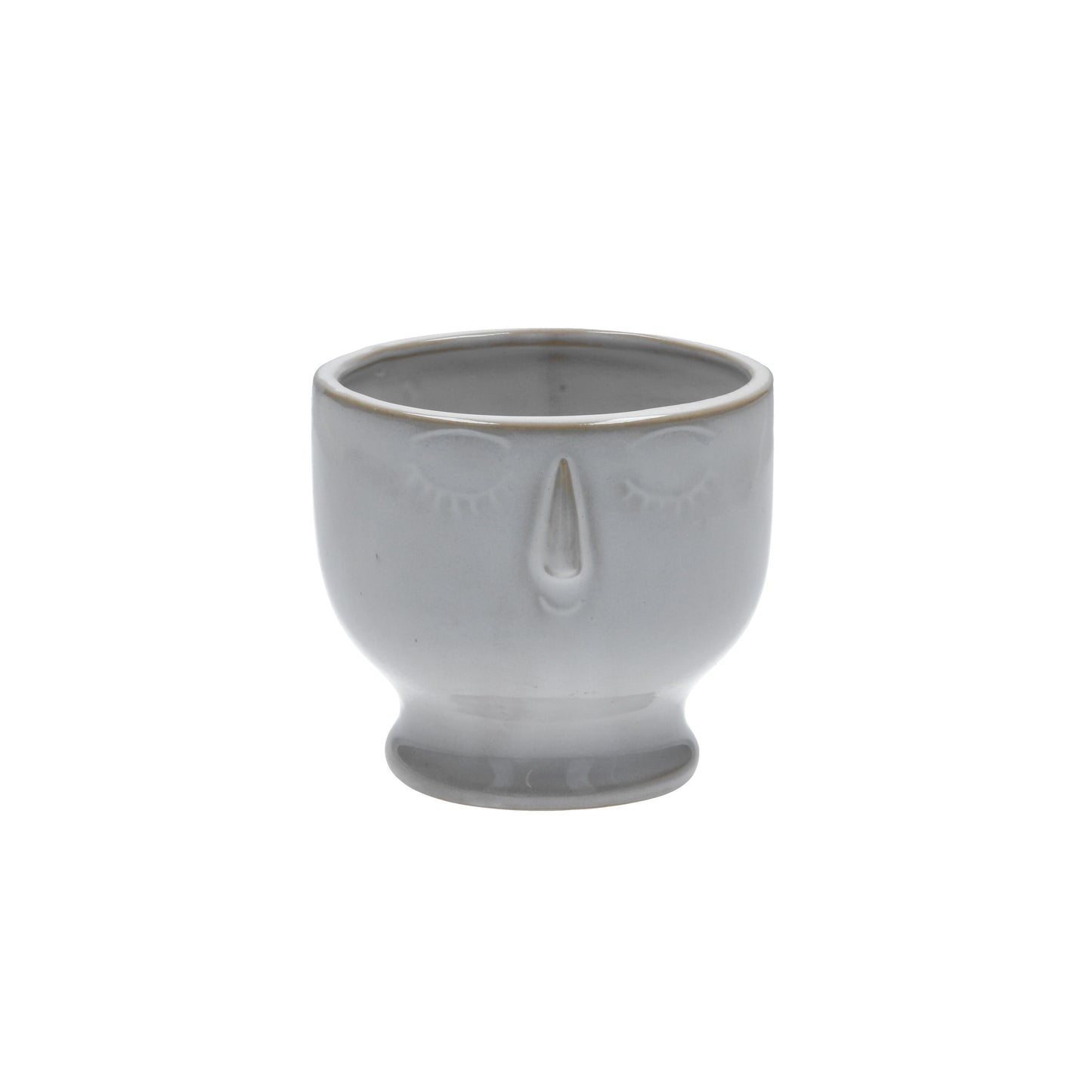 White Glazed Round Face Planter