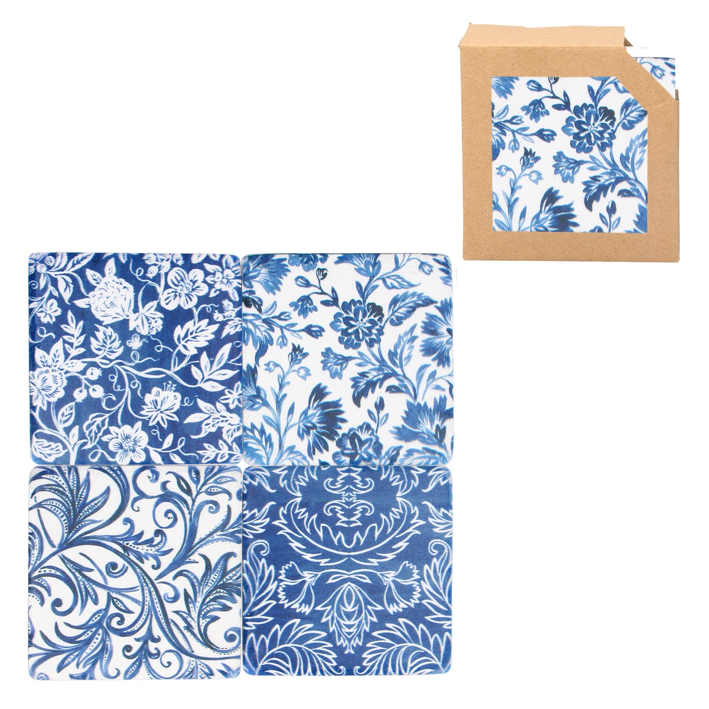 Indigo Wallpaper Set of 4 Coasters