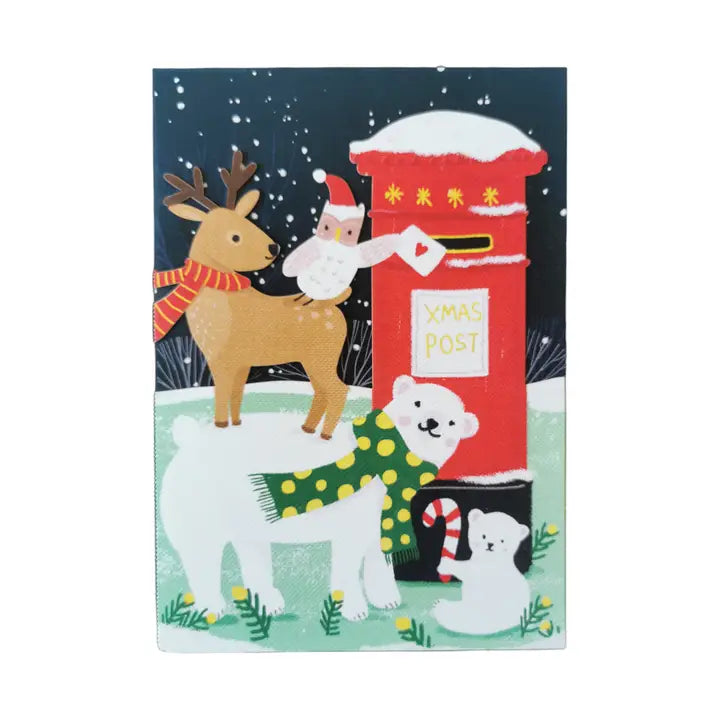 Christmas Animals Post Paper Cut Art Card