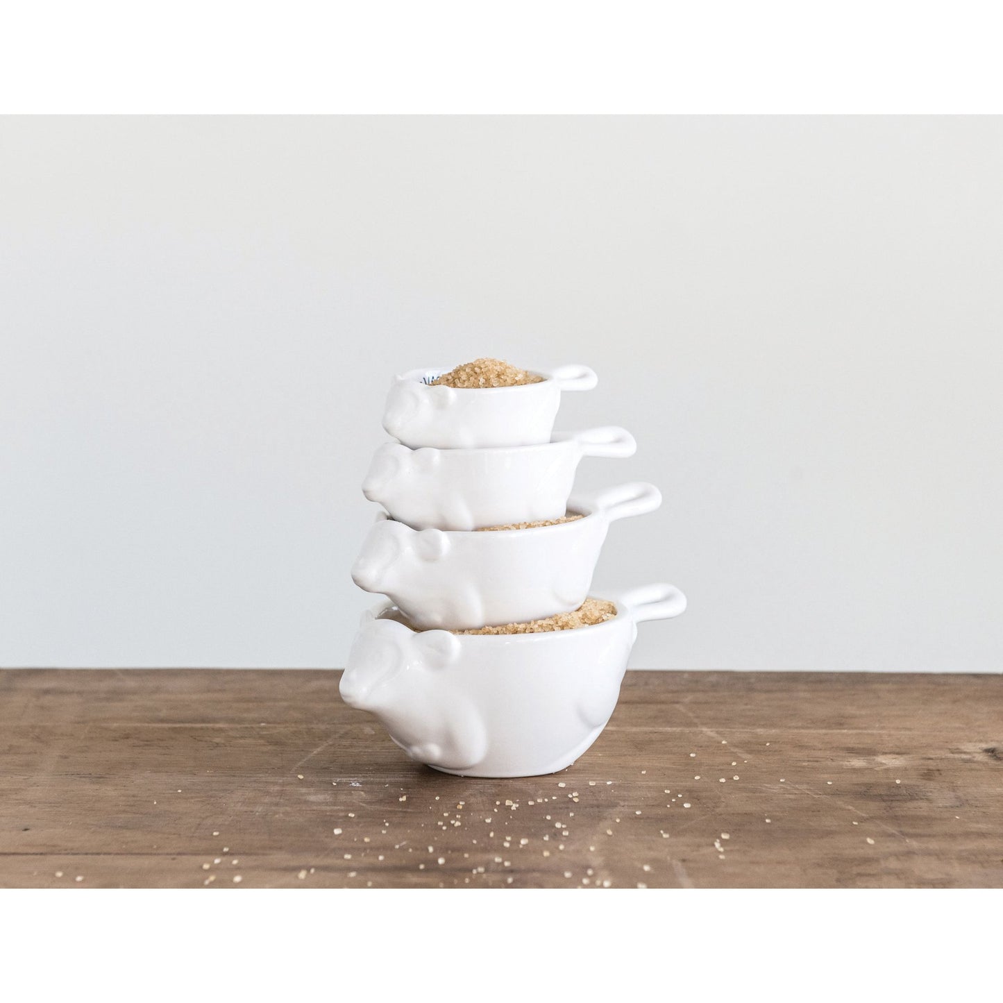 Stoneware Monkey Measuring Cups, White Set of 4
