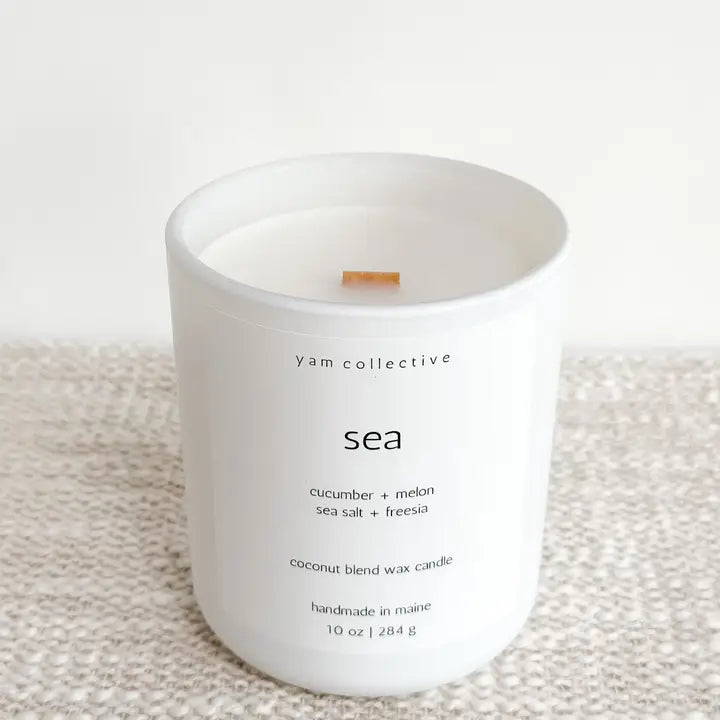 Sea - Salt + Freesia Matte White Glass Candle