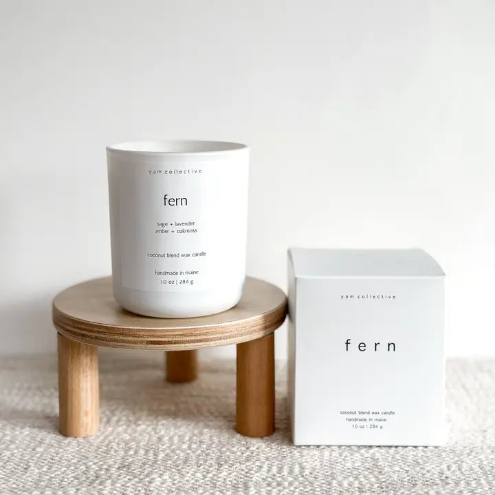 Fern - Amber + Oakmoss Matte White Candle