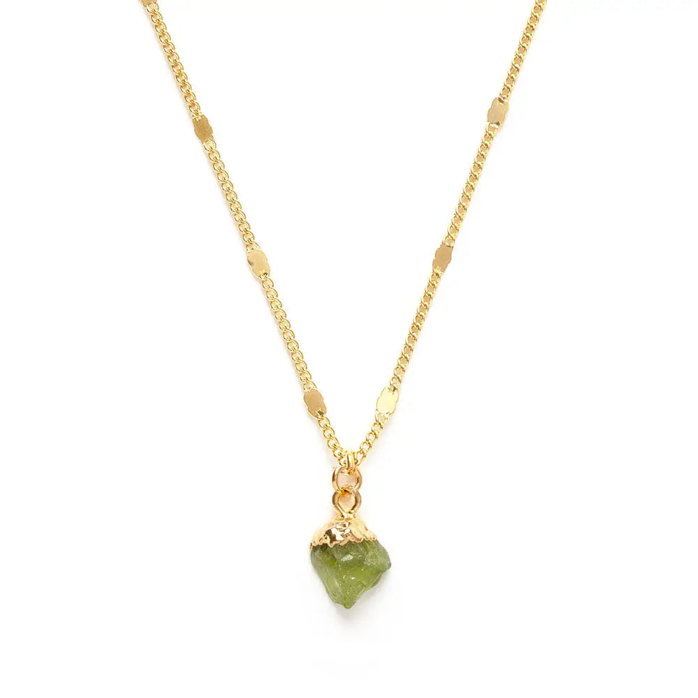 Raw Cut Peridot Gemstone Necklaces