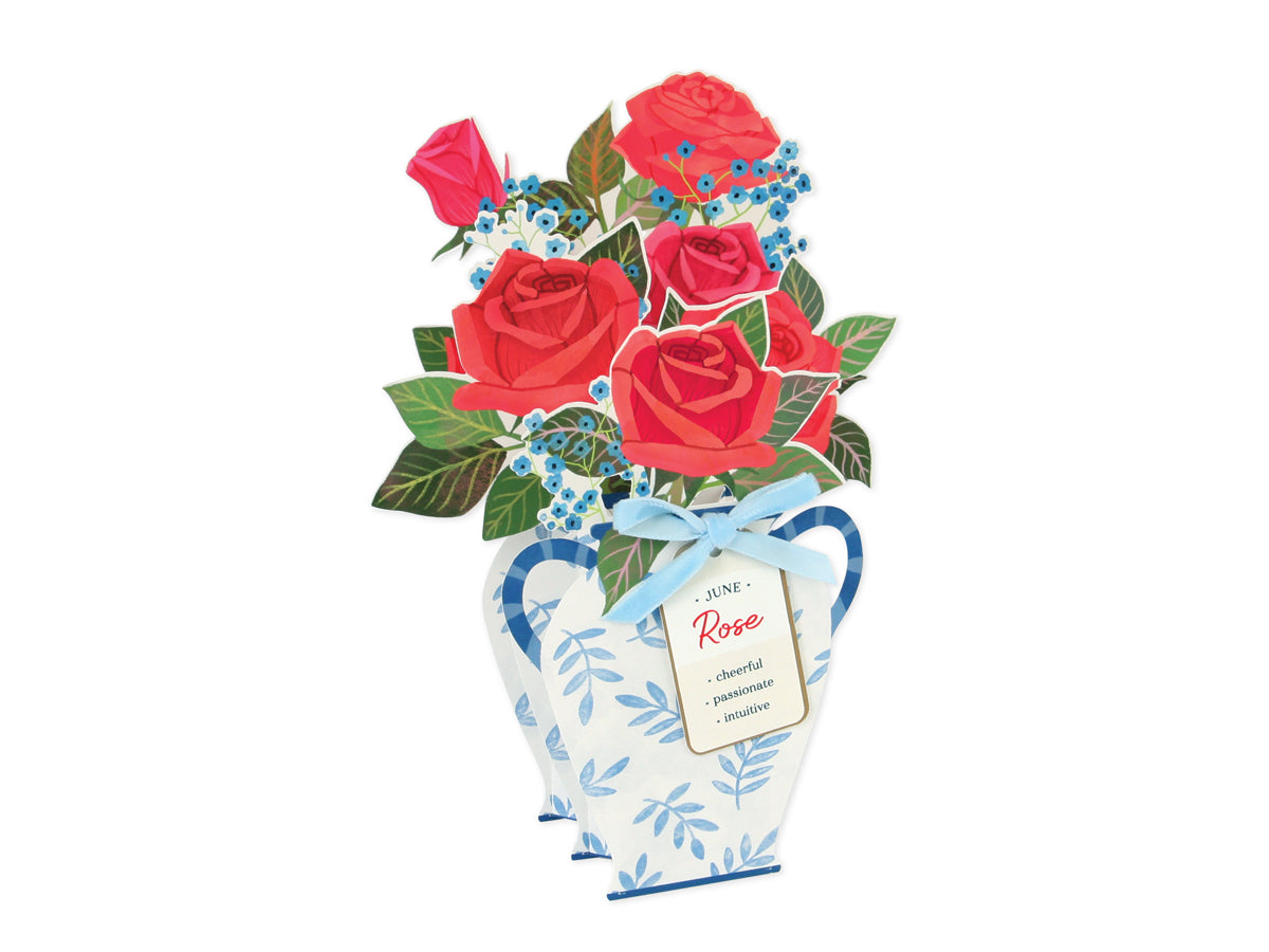 Pop-up Birthday Flower Month Card June Rose