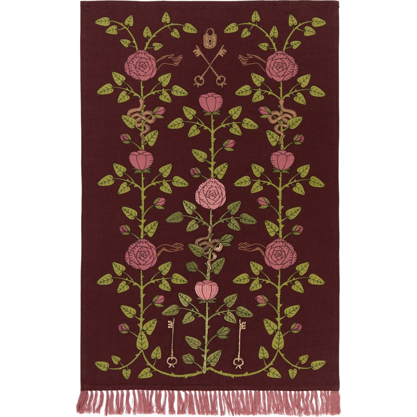 Rose Briar Embroidered Dishtowel