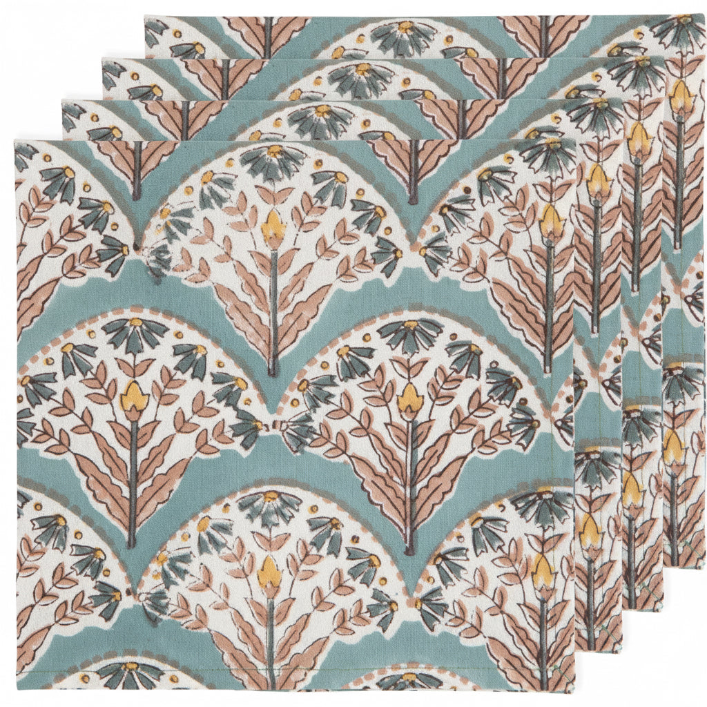 Bouquet Block Print Napkin Set of 4