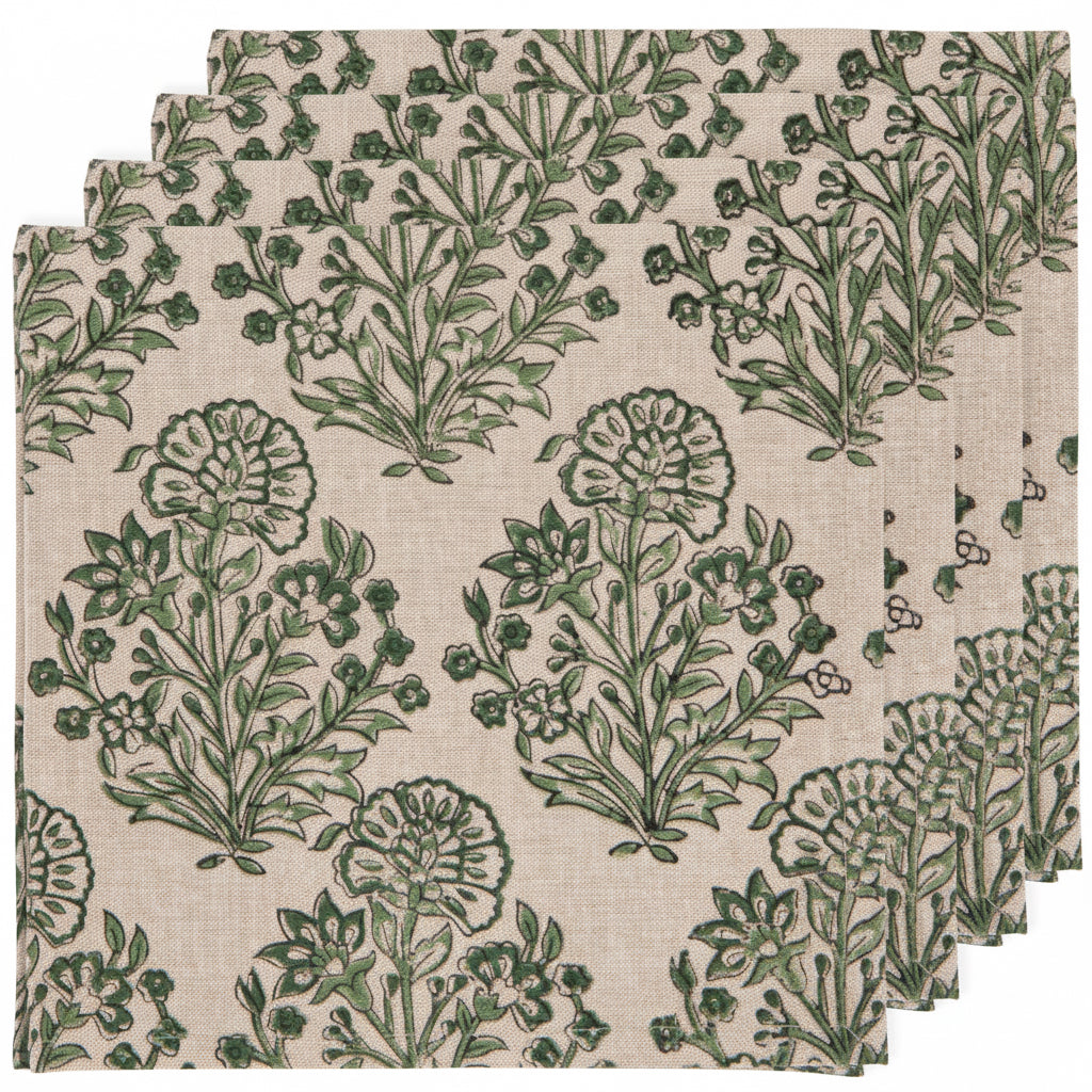 Viridian Block Print Napkin Set of 4