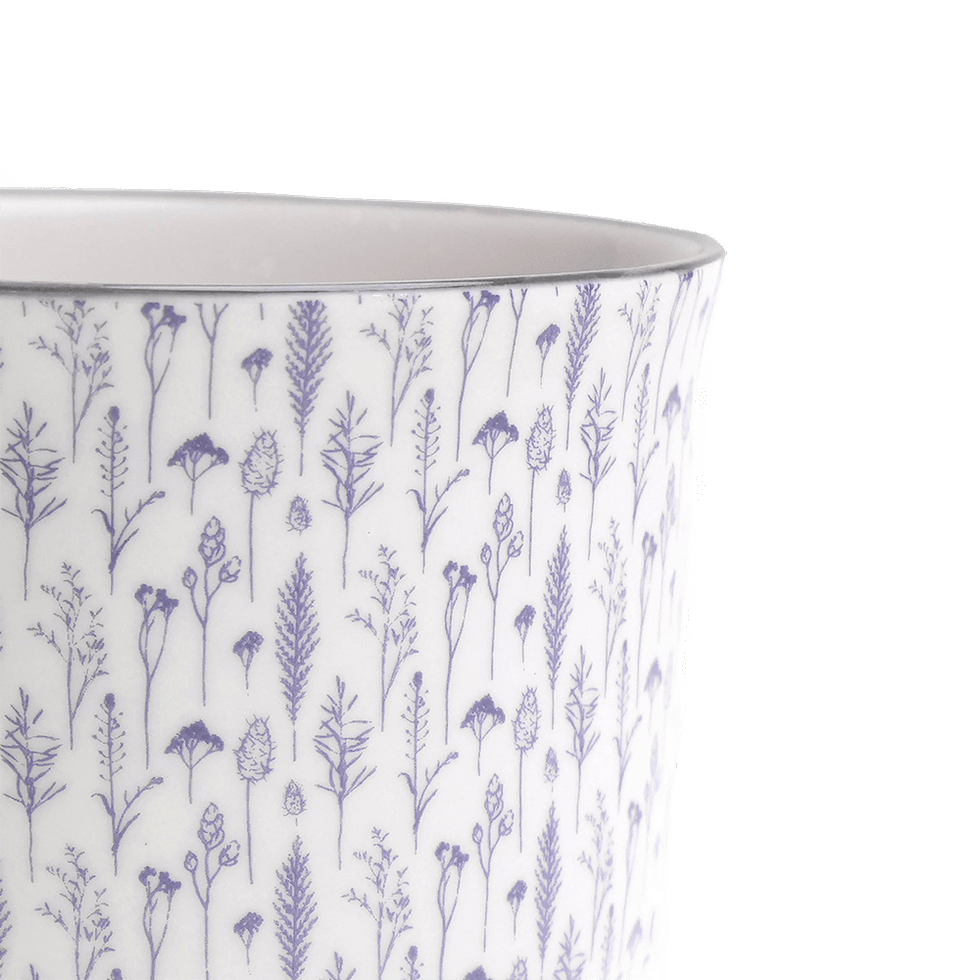 Liberte 4, 4.25" Pot & Saucer - Blue Feather
