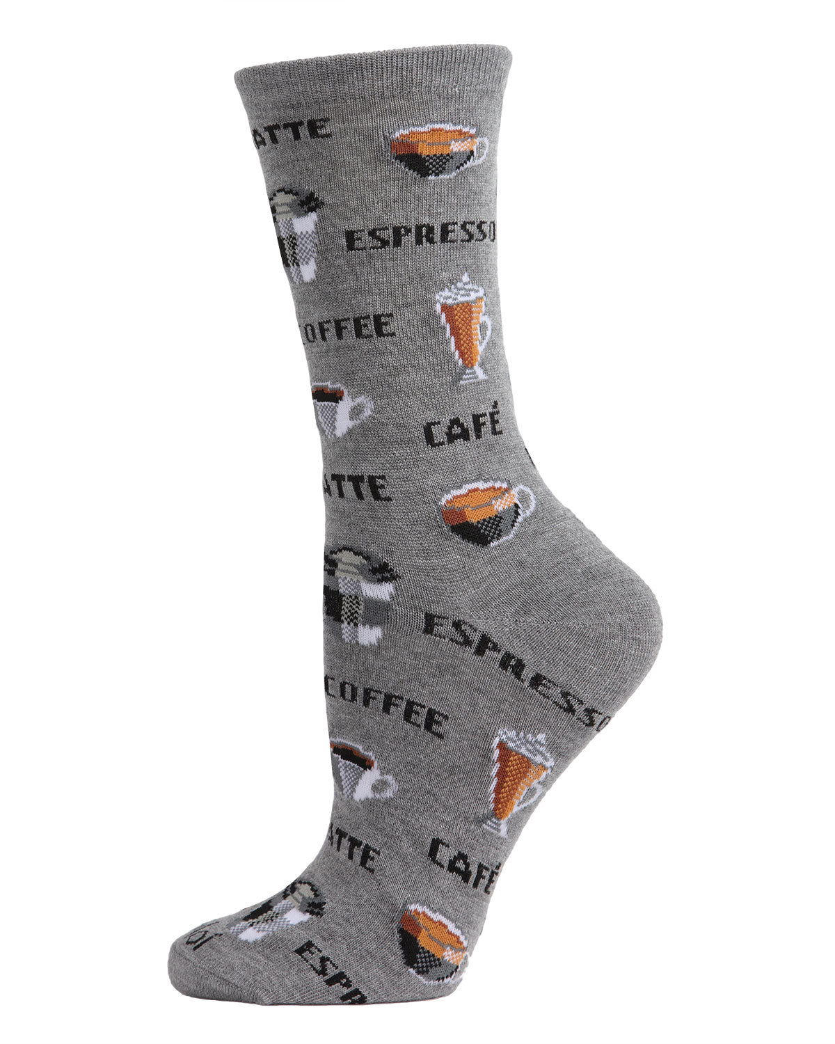 Women's Bamboo Crew Socks Grey Heather Various Coffee