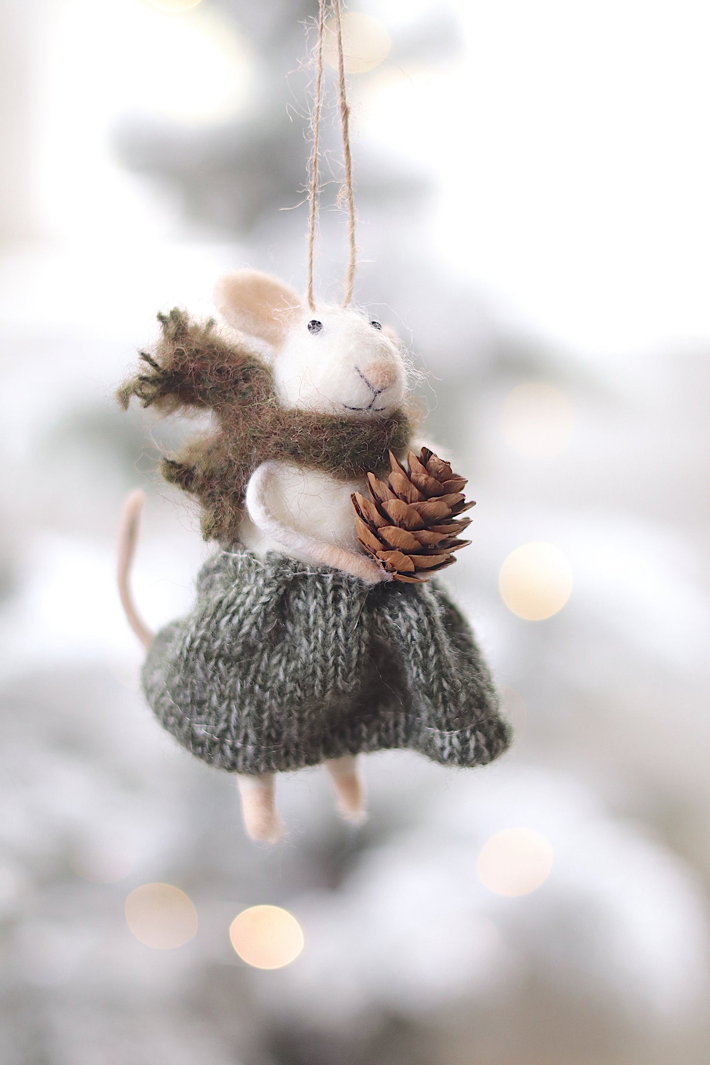 Pinecone Patrice Mouse Holiday Ornament