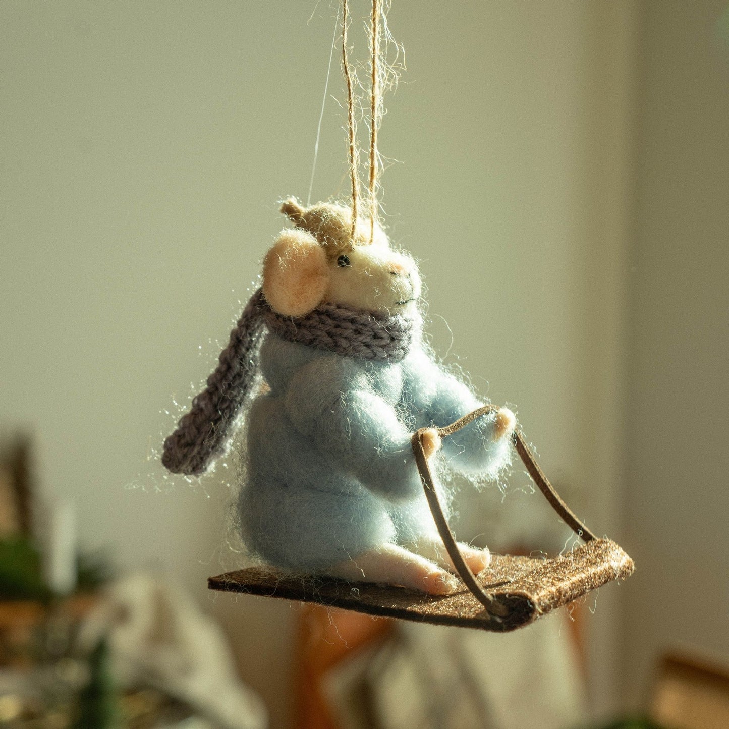 Sledding Soloman Mouse Holiday Ornament