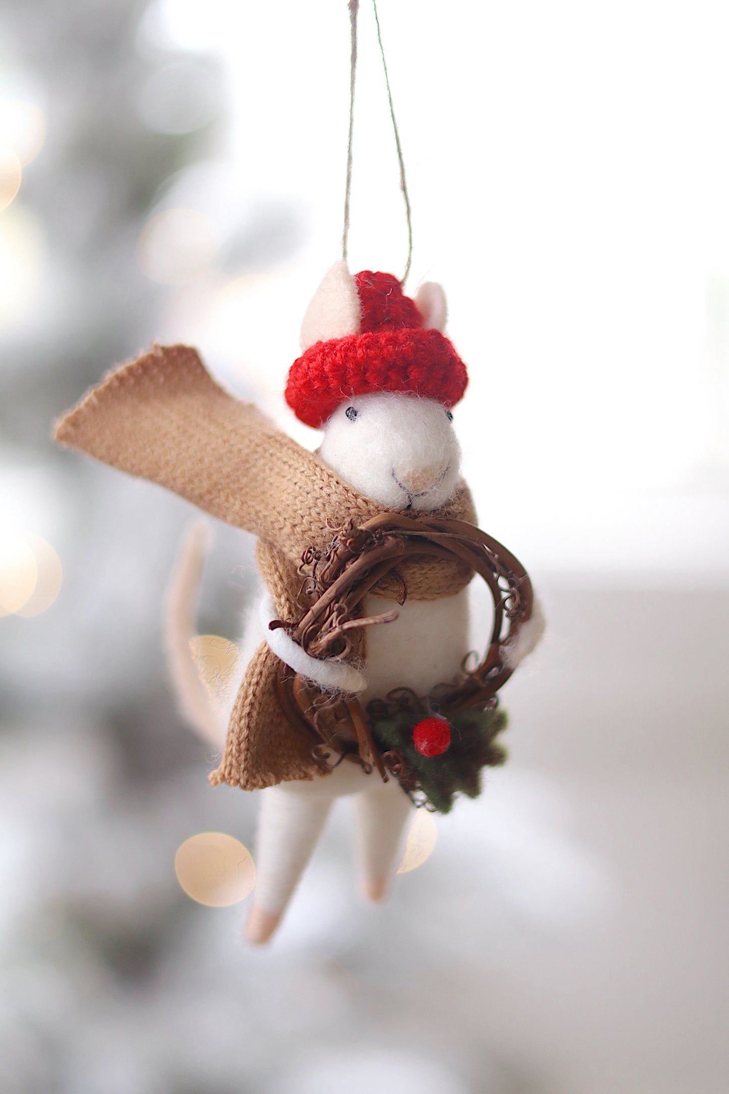 Willow Wreath Wilma Mouse Holiday Ornament
