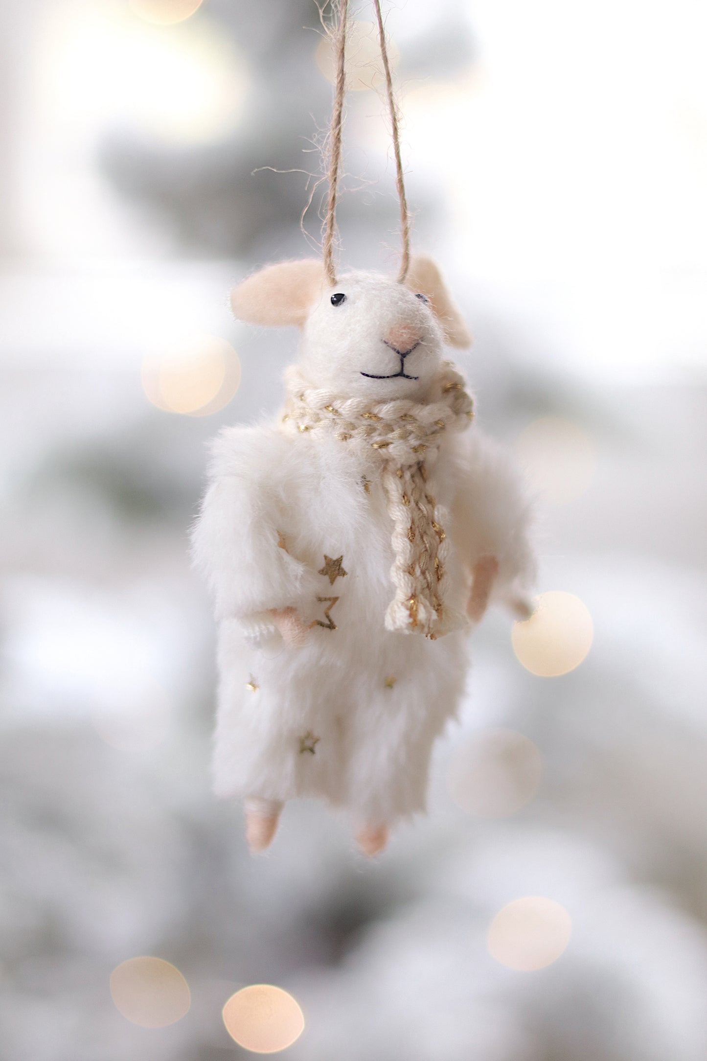Winter White Wendy Mouse Holiday Ornament