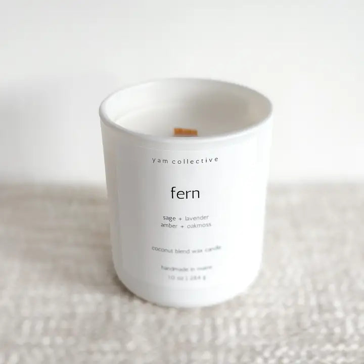 Fern - Amber + Oakmoss Matte White Candle