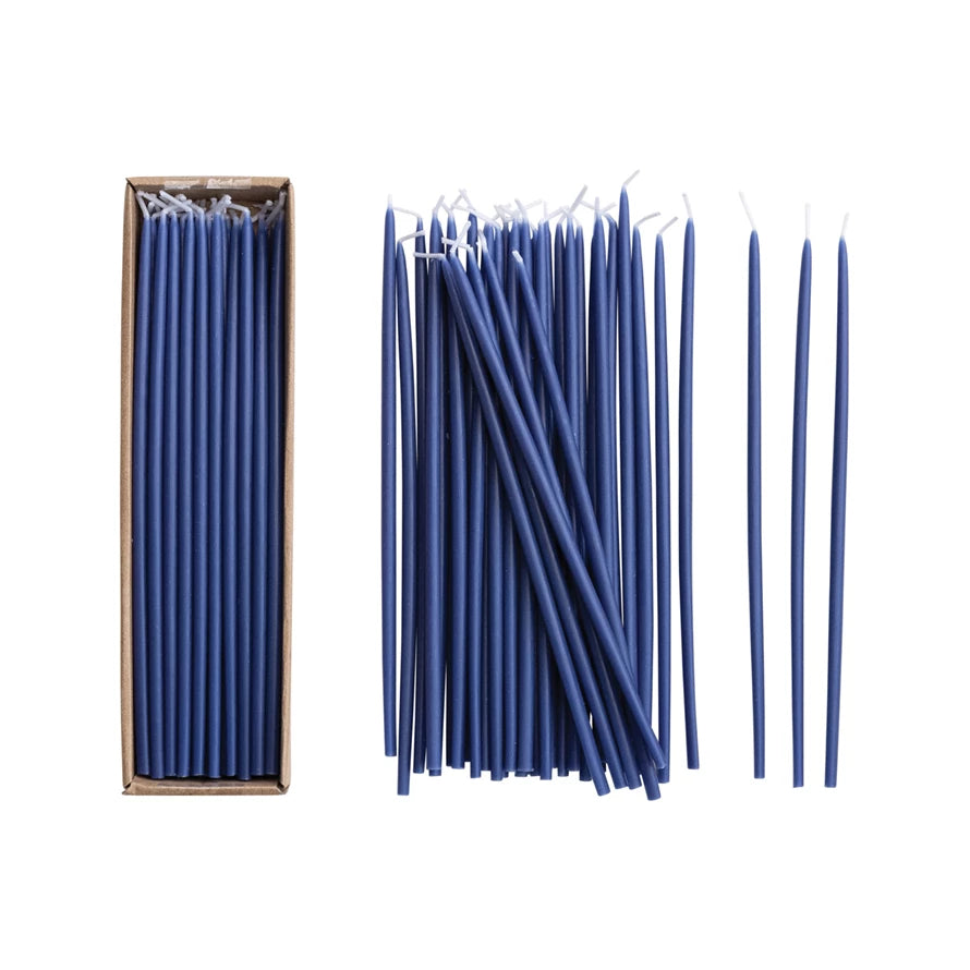 Approx. 1/4" Round x 10"H Unscented Thin Taper Candle Navy