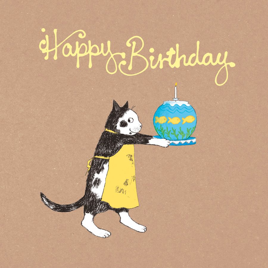 Happy Birthday Cat, Fishcake Card
