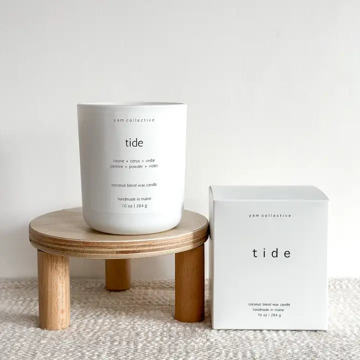 Tide - Cedar + Jasmine Matte White Glass Candle