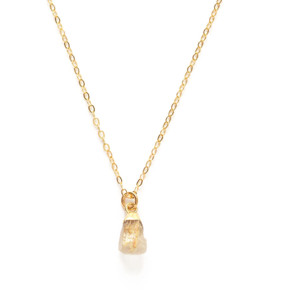 Raw Cut Gemstone Rutilated Quartz Necklaces