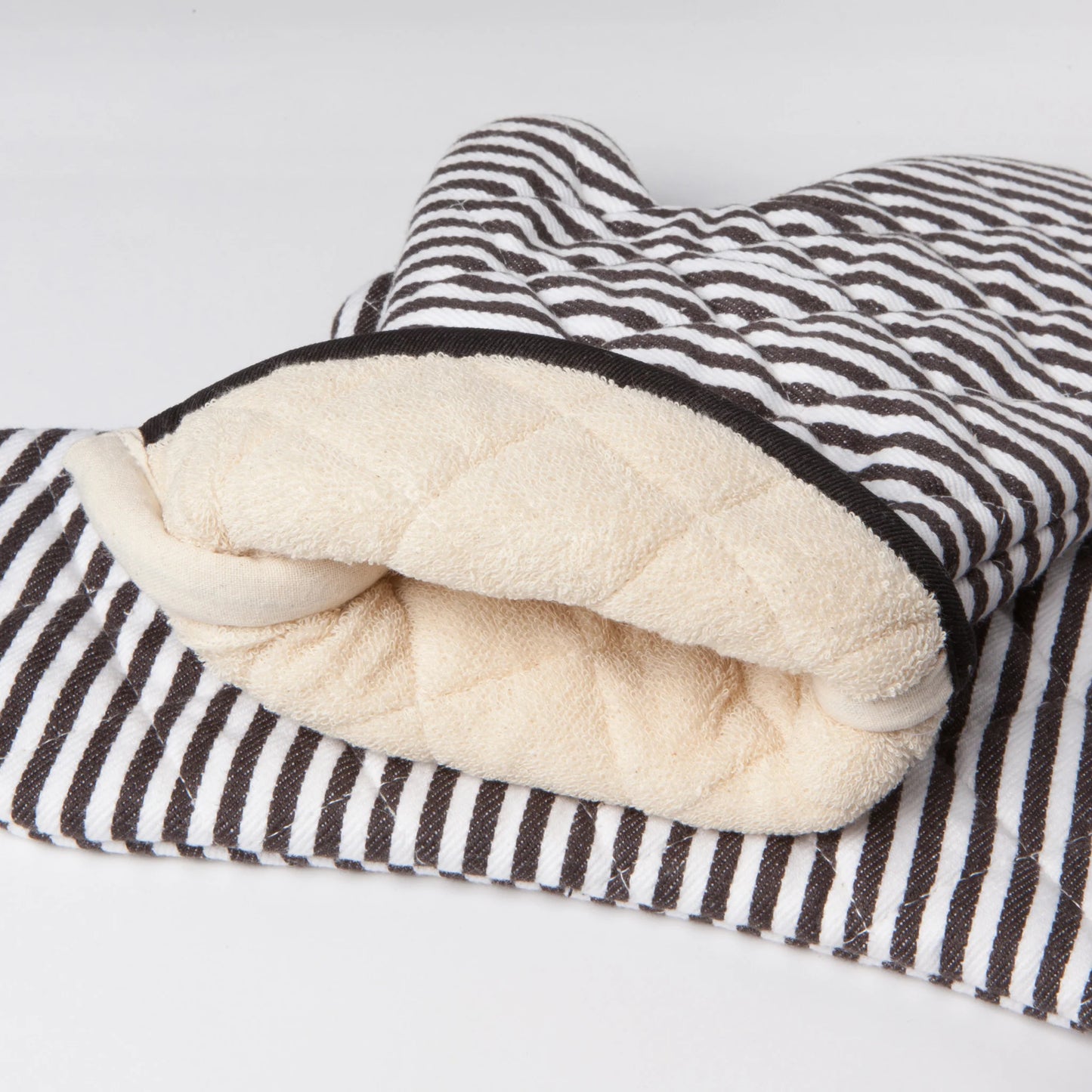 Super Narrow Stripe Black Oven Mitt Set of 2
