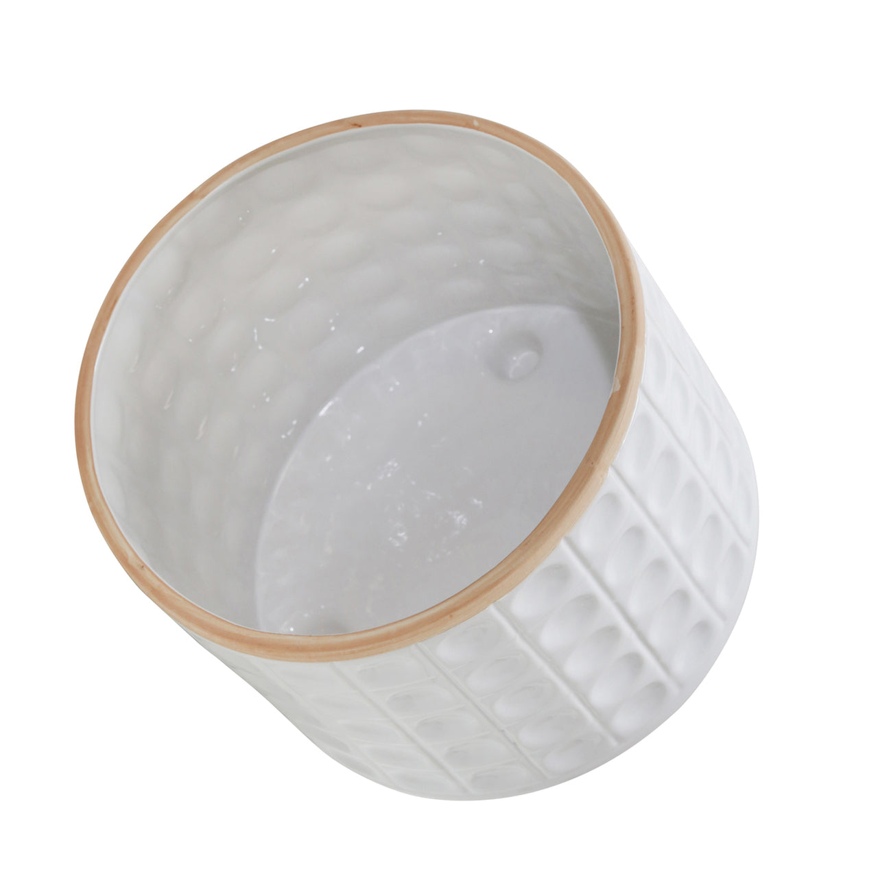 White Dimpled Ceramic Footed Planter