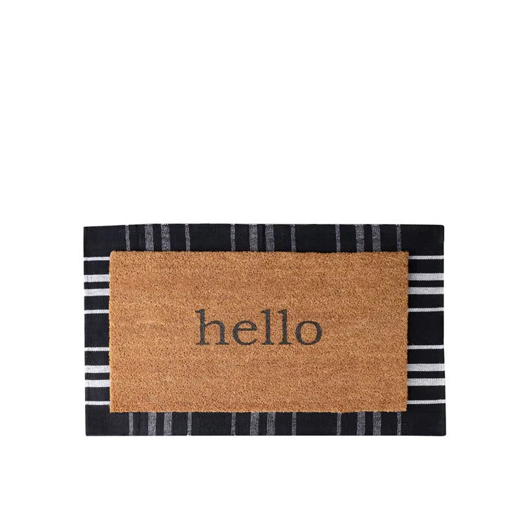 Hello Door Mat Natural Black