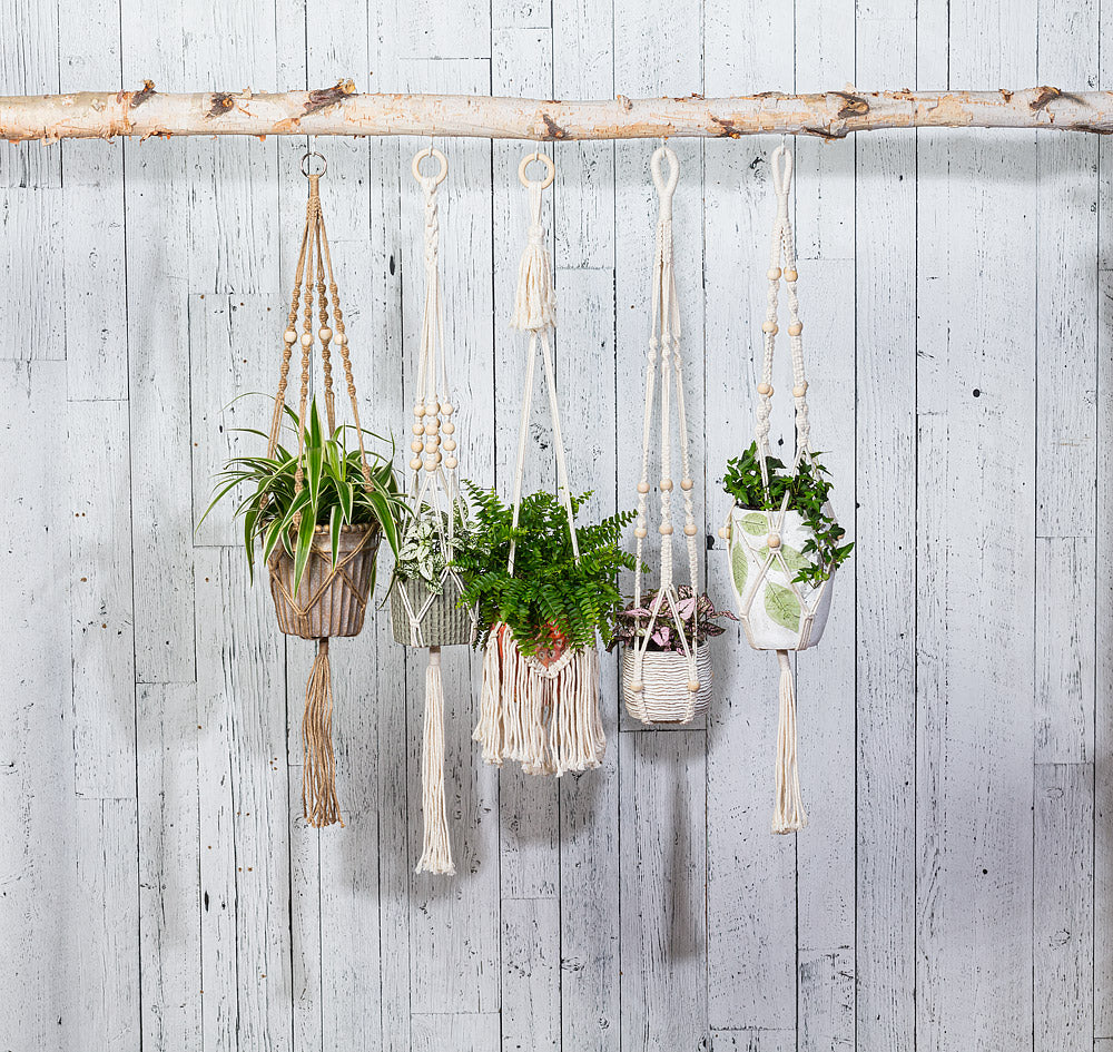 Macrame Planter Hanger with Beads 34" L