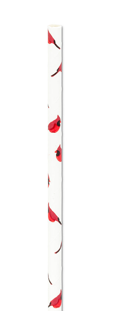 Cardinal Print Straws