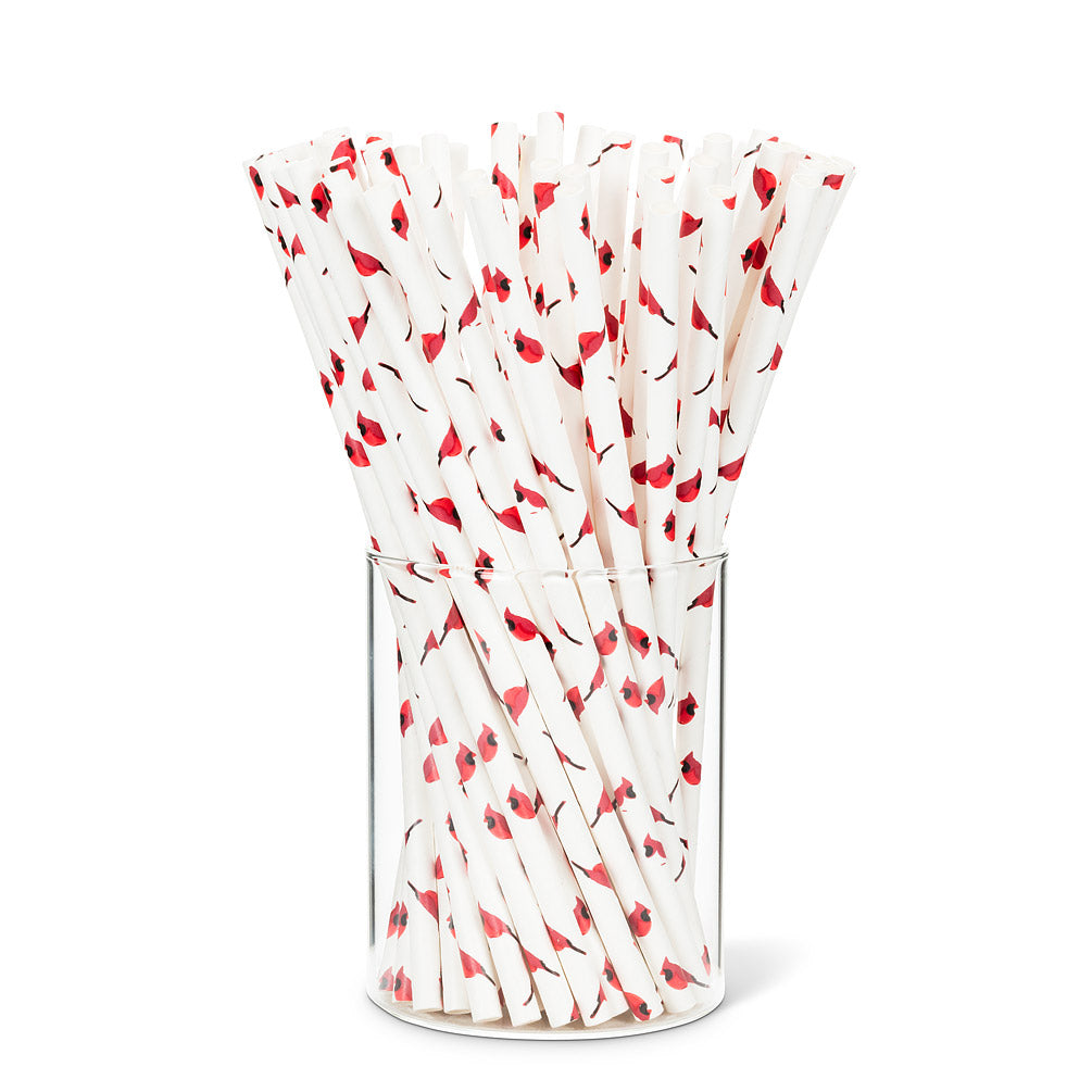 Cardinal Print Straws