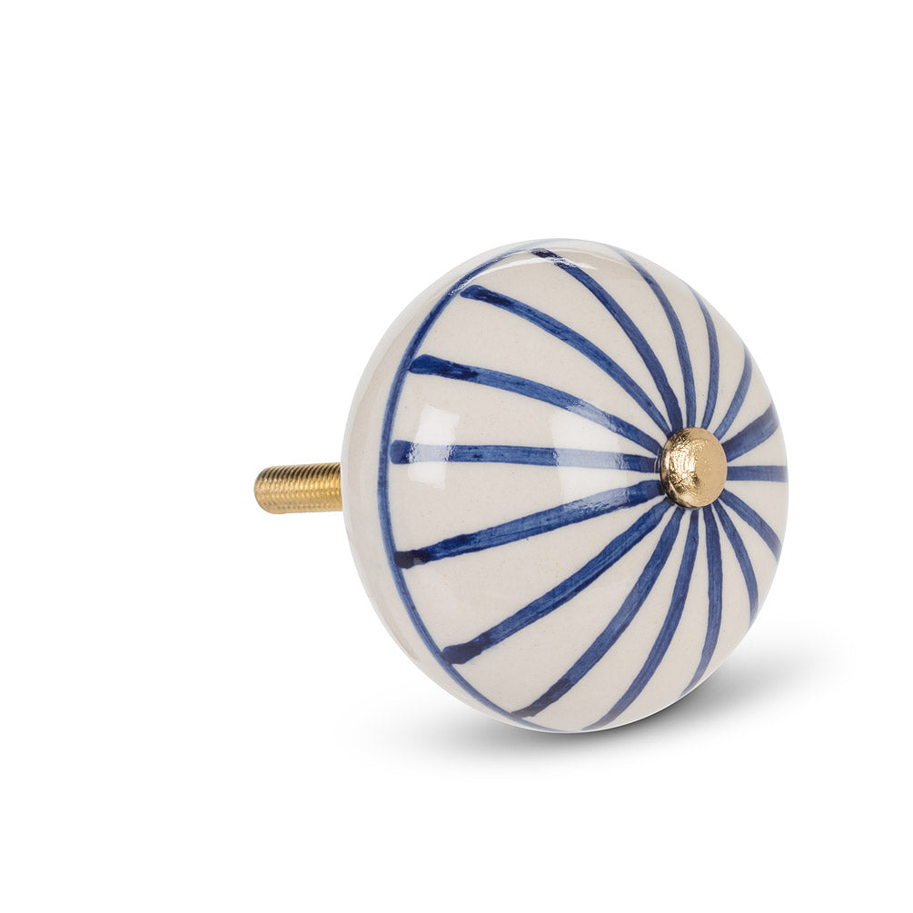 Blue & White Stripe Ball Knob