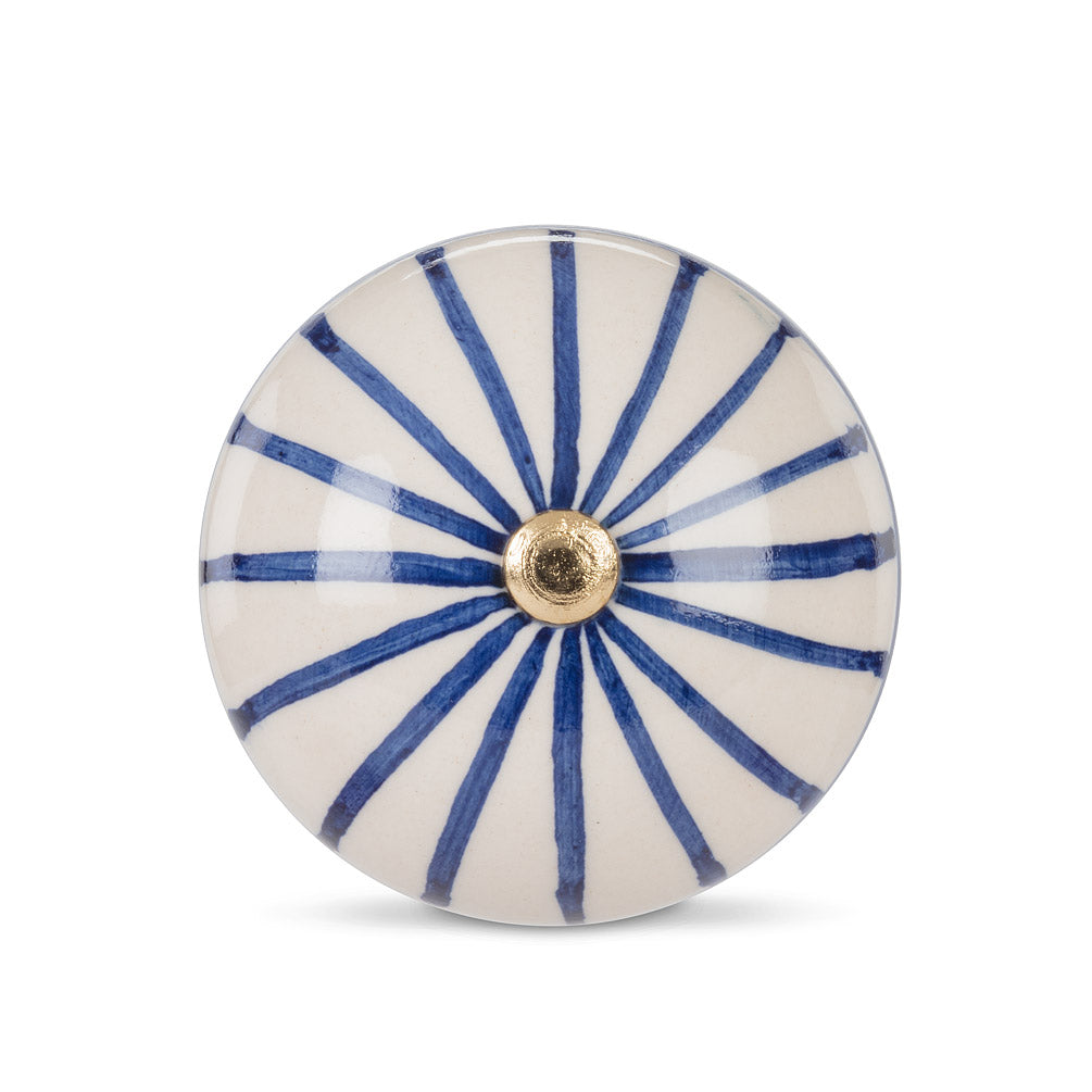 Blue & White Stripe Ball Knob