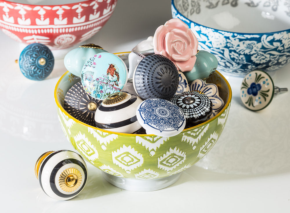 Blue & White Flower Petal Knob