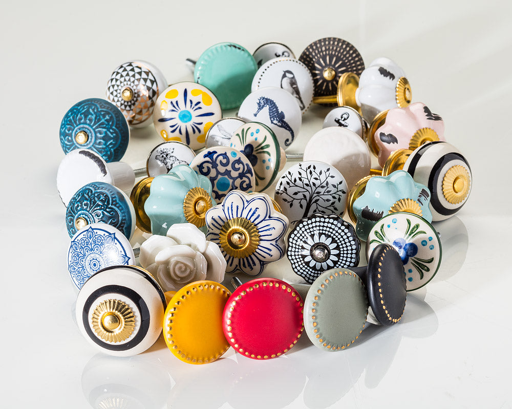 Blue & White Flower Petal Knob
