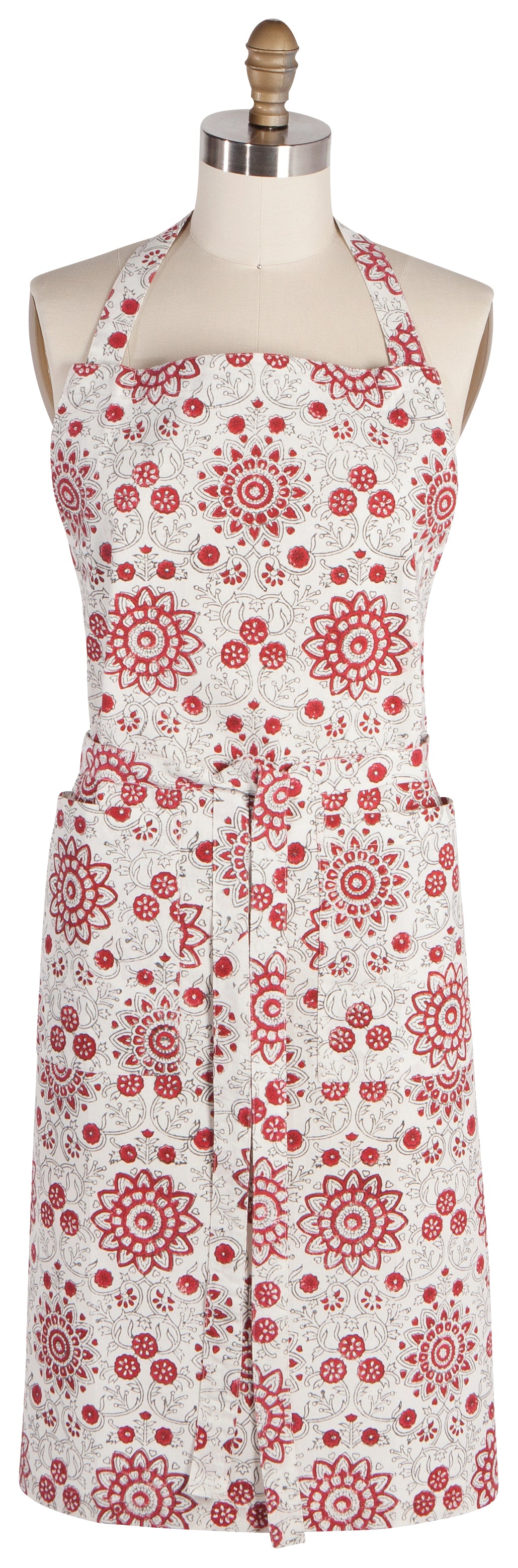 Apron Block Print Passion Flowers