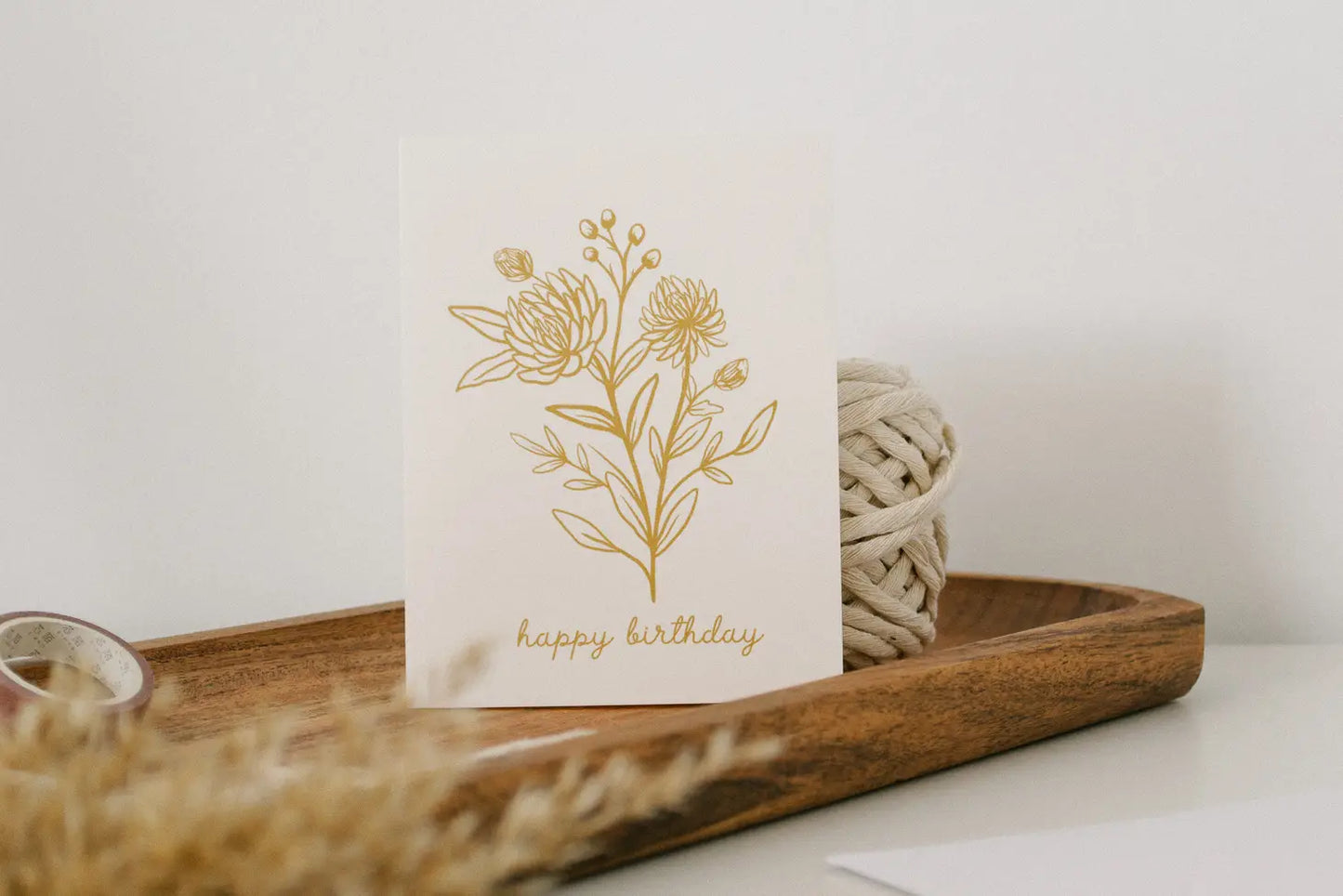 Minimalist Line Art Floral Birthday Card