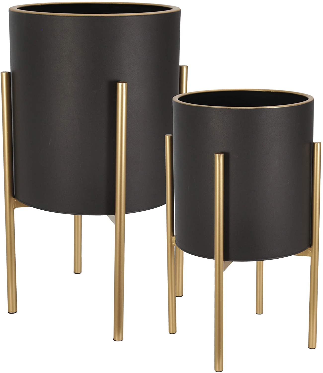 Planter On Metal Stand Black Gold