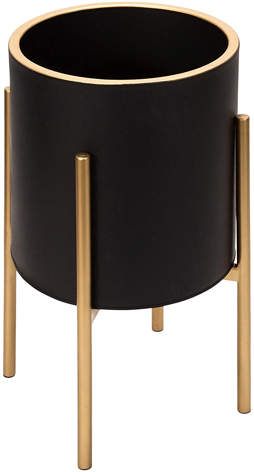 Planter On Metal Stand Black Gold