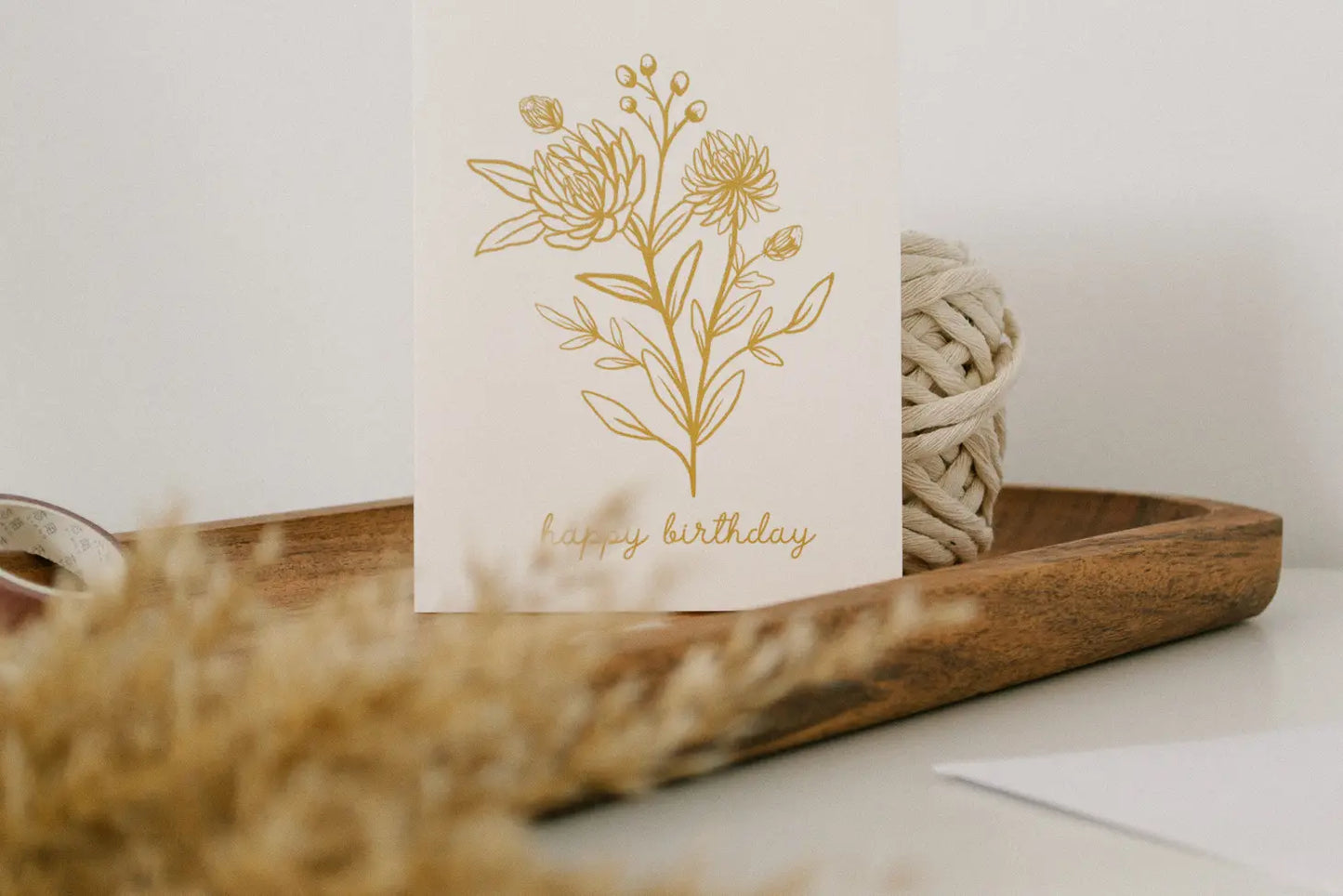 Minimalist Line Art Floral Birthday Card