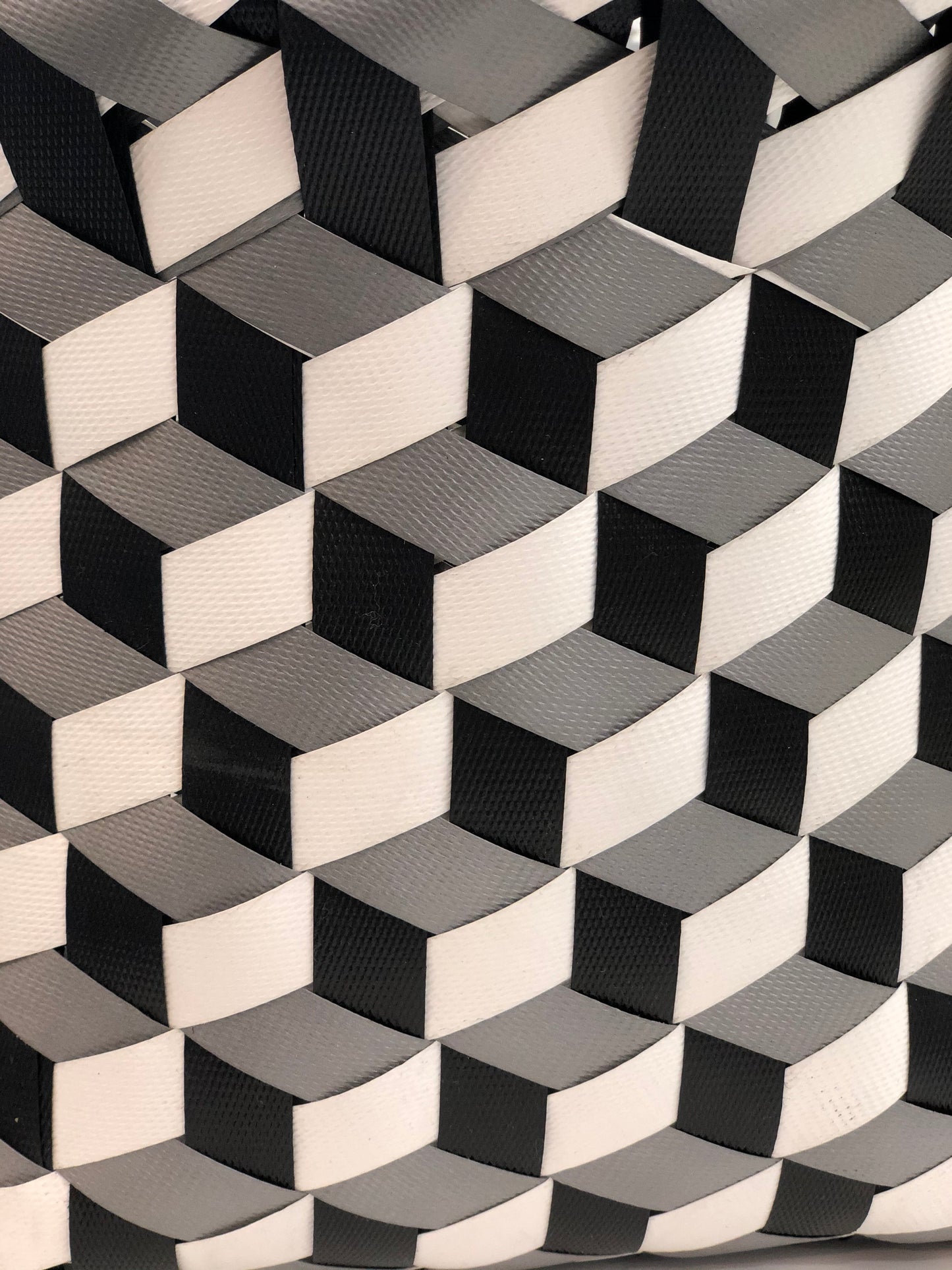 Geometric Black & White Woven Basket Small