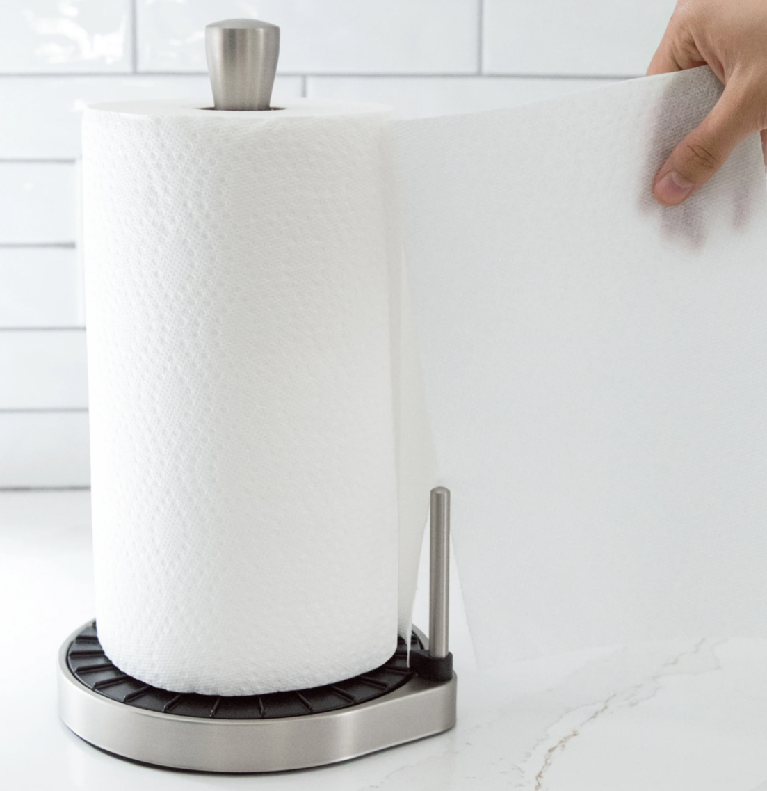 Spin Click N' Tear Black & Nickel Paper Towel Holder