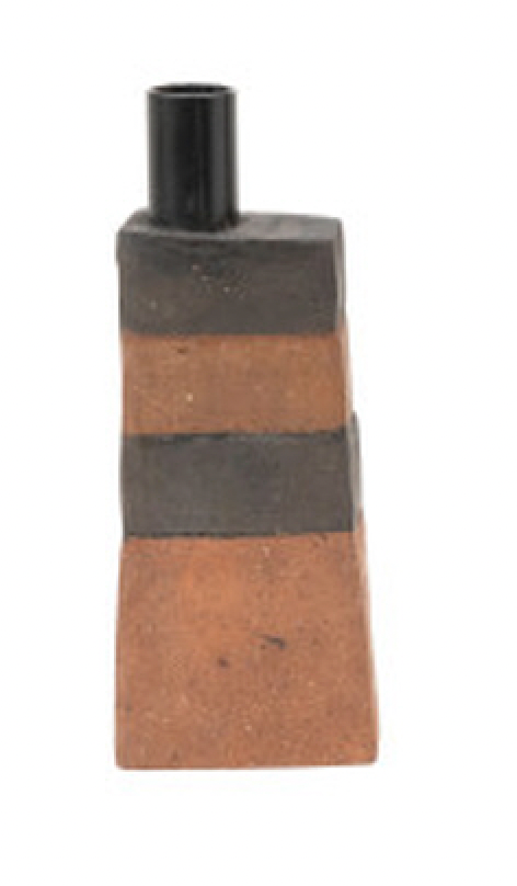 Handmade Terra-Cotta Striped Taper Holder