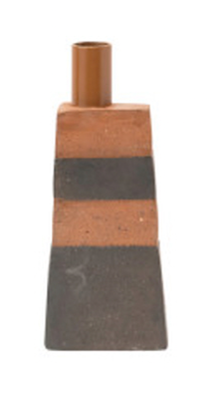 Handmade Terra-Cotta Striped Taper Holder