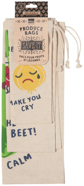 Funny Food Produce Bags Set of 3