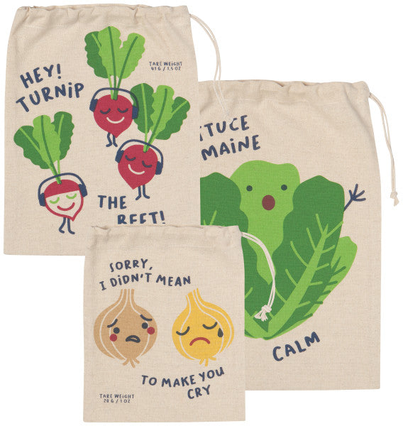 Funny Food Produce Bags Set of 3